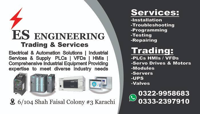 All types of PLCs,VFDs,HMIs,Sensors and Industrial Services 1