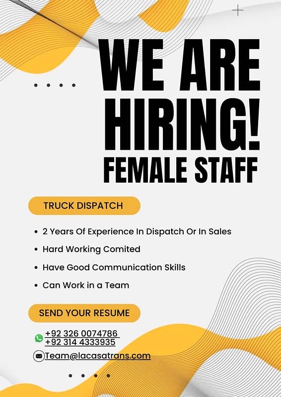 Hiring Female & Male Agents For Truck Dispatch 0