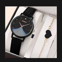 Women Quartz Watch With Qpc Heart Bracelet