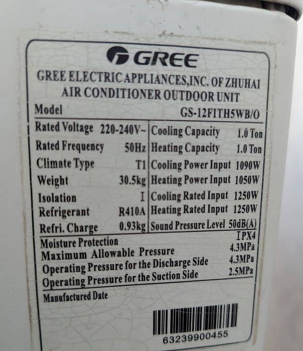 Gree D. c inverter 1 ton 3