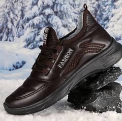 Mens casual lace snow boots rubber sole