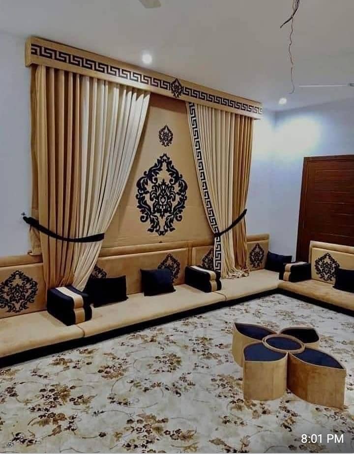 Arabic Majlis Sofa /Arbi Majlis /Saudi Majlis /Hujra Bethak /Curtains 2