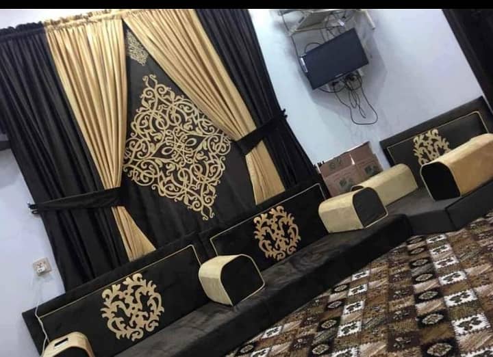 Arabic Majlis Sofa /Arbi Majlis /Saudi Majlis /Hujra Bethak /Curtains 4