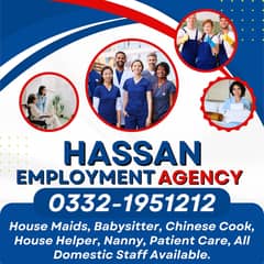 House maids , Maids , Baby Sitter , Chef , Cook , Patient Care ,Nurse