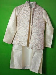 3 piece Groom Kurta pajama with wais coat