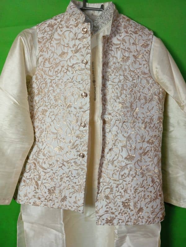 3 piece Groom Kurta pajama with wais coat 2