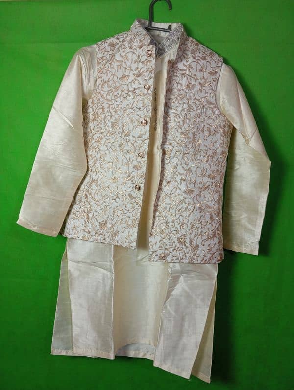 3 piece Groom Kurta pajama with wais coat 3