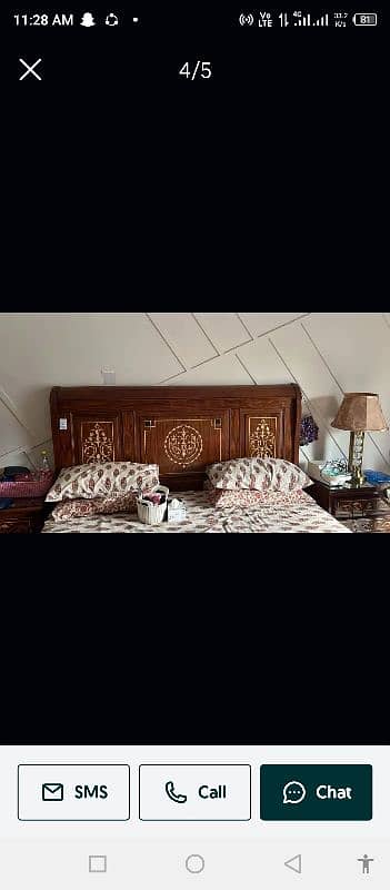 bed set with 2 side tables one dressing table with mirror and one bed 0