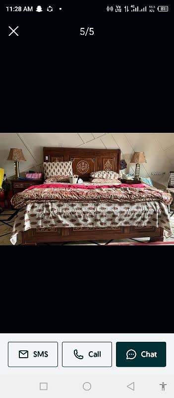 bed set with 2 side tables one dressing table with mirror and one bed 1