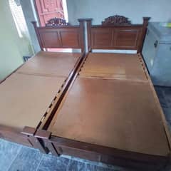 wooden double bed