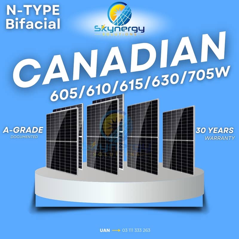 Canadian Panels | Bifacial | 570/575/580/585/605/610/615/630/705W 0