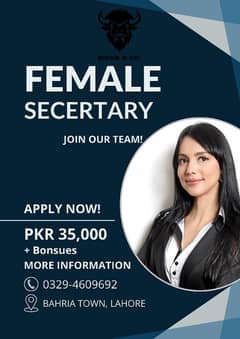 Female Secretary Required/Only Females/Urgent Hiring