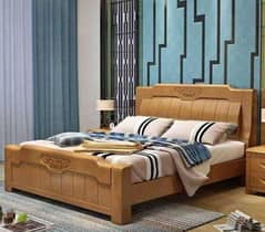 New bed set solid wood never used bed side table dressing