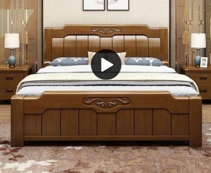 New bed set solid wood never used bed side table dressing 2