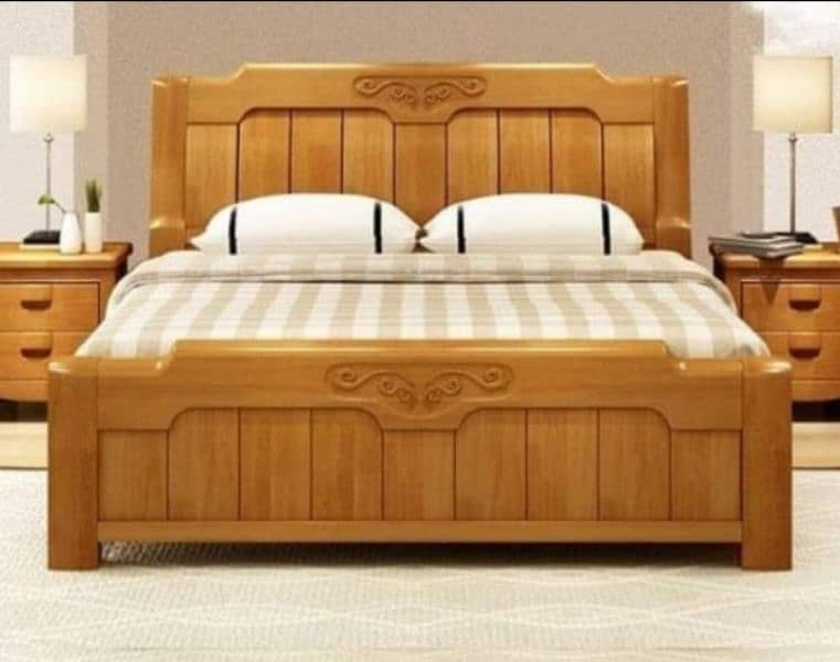 New bed set solid wood never used bed side table dressing 3