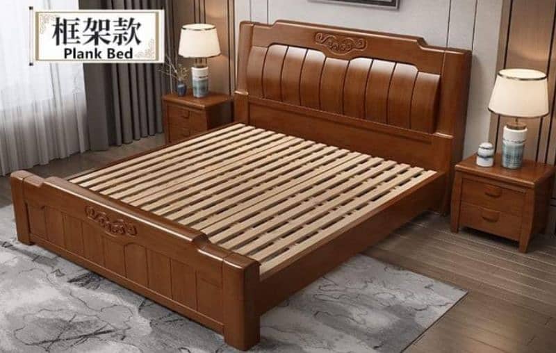 New bed set solid wood never used bed side table dressing 4