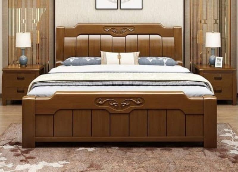 New bed set solid wood never used bed side table dressing 5