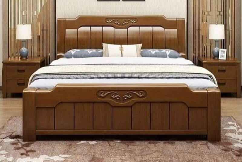 New bed set solid wood never used bed side table dressing 7