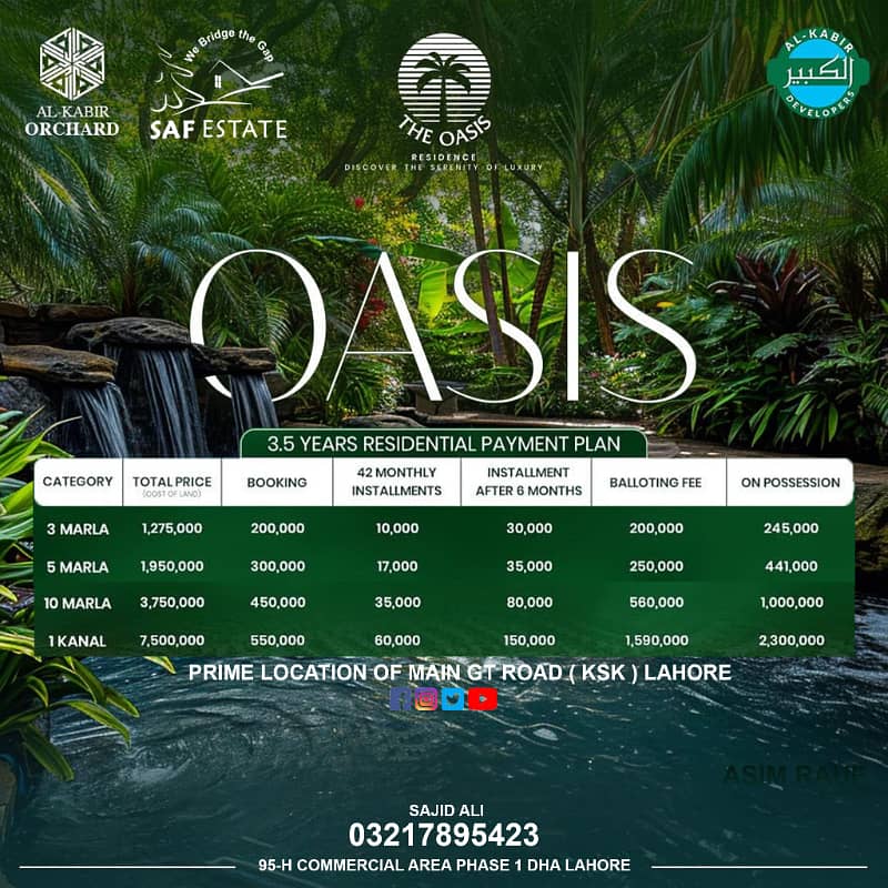 3 Marla Plot Files For Sale In The Oasis Block On Easy Installment 1