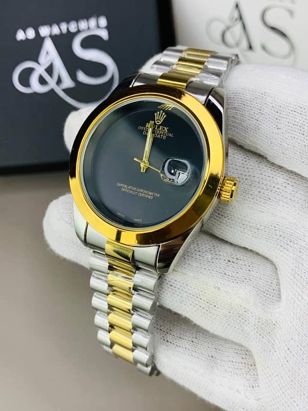 RLX WATCH BLACK AND GOLDEN DIAL 0