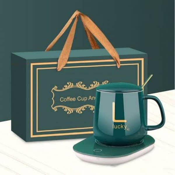 Green Printed Coffee Cup Warmer With Ceramic Mug 0