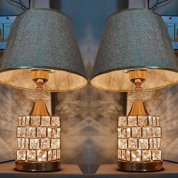 Crystal/ Table lamps pair available for sale 0