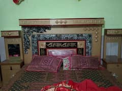 Double bed/King size bed/Dressing table/Bed set/Wooden bed/Furniture