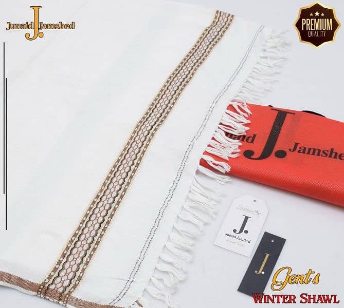 Luxurious Embroidered Wool Shwal - White - 1pc 1