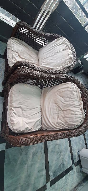 Cane Sofa Set with cushions & Table 4