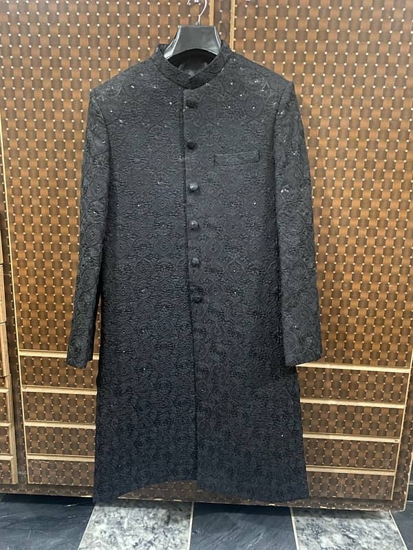 Black sherwani with kulla and khussa 1