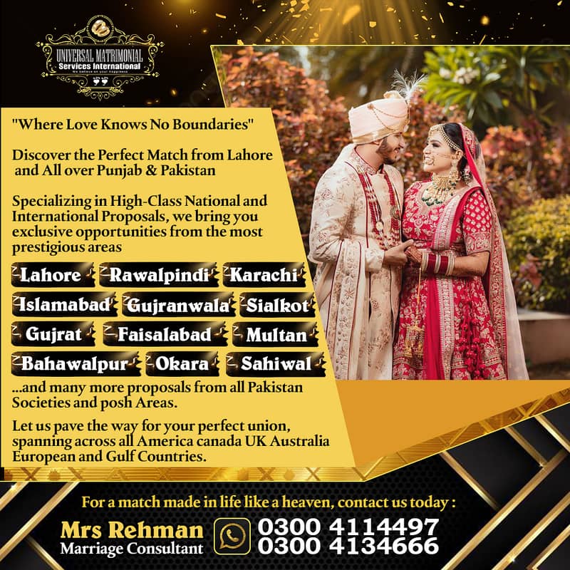 Marriage Bureau/Abroad/Proposals/Online Rishta/Match Maker/shadi 0