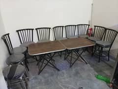 2 Folding, Table 8 Chairs, 2 Stools