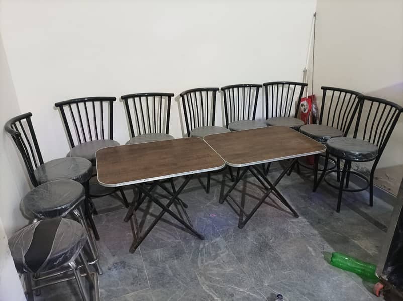 2 Folding, Table 8 Chairs, 2 Stools 0