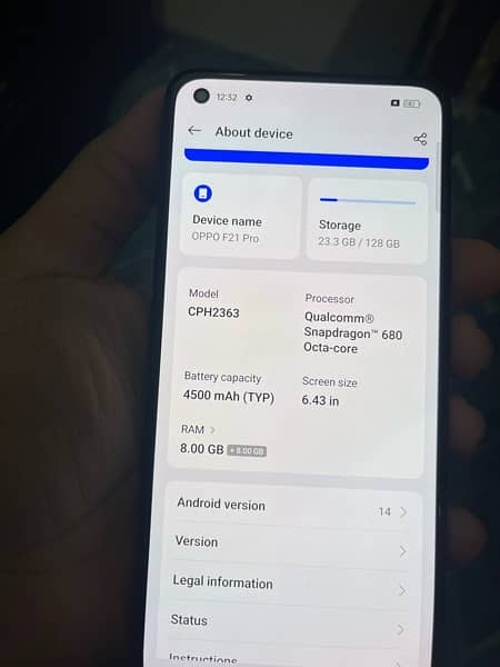 Oppo F21 pro (16 128) urgent sale no foolish offers 4