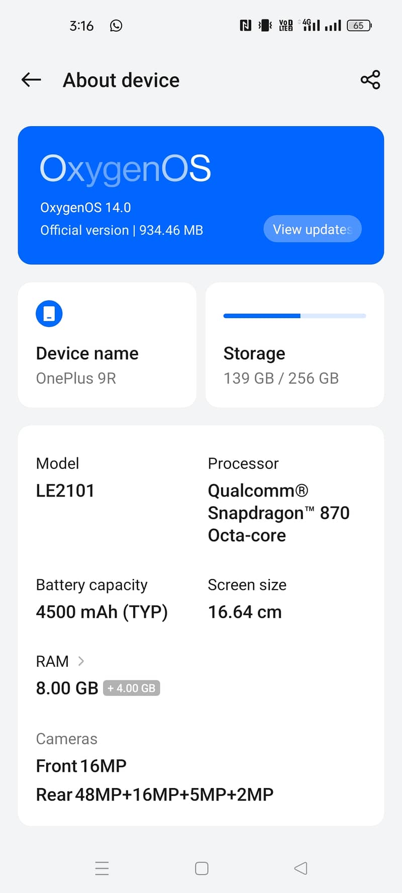 OnePlus 9r 5g pta approved 5