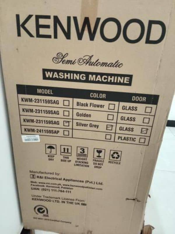 Kenwood semi-automatic washing machine box pack 0