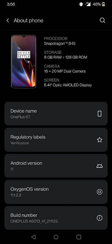 ONE PLUS 6T 8,128 GB 5