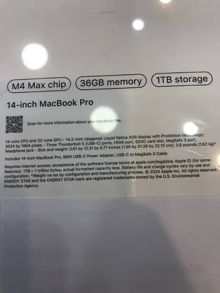 MacBook Pro 14” M4 Max 36GB/1TB 3