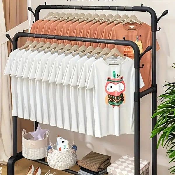 iron alloy freestanding garment rack with shoe rack 2