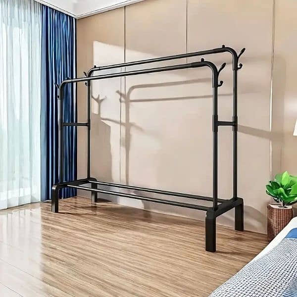 iron alloy freestanding garment rack with shoe rack 3