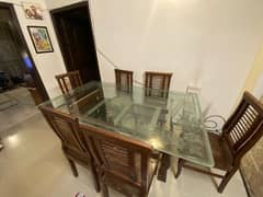 6 Seater Dining Table with glass top