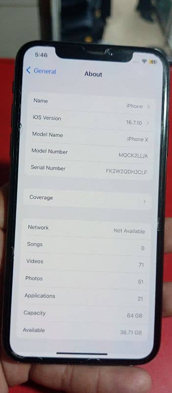 Iphone x 64 non pta condition 9\10 82 batteri 3