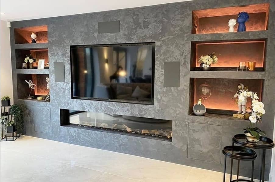 Media Wall / fire place / Kitchen Cabinets / PVC Cabinets / home decor 17