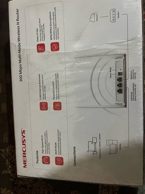 Mercusys 300Mbps Multimode wireless N Router And Fibre optical modem 0