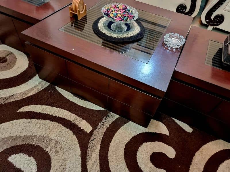 Wooden Center Table with Two Side Tables 0