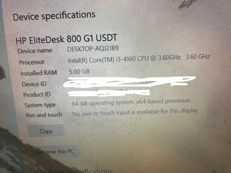 HP PC Elitedesk 800 G1 i-3 3