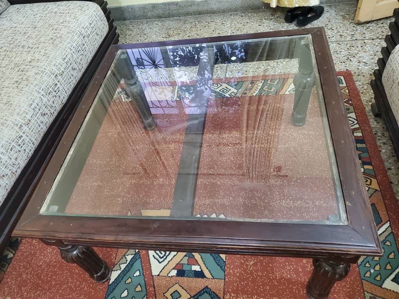 Center Table//Wooden TAble (Top Glass) // Table For Sale 0