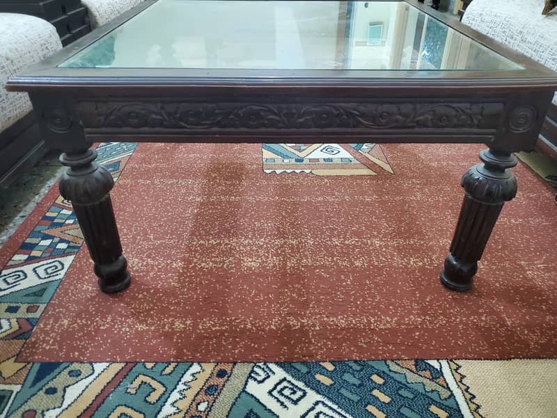 Center Table//Wooden TAble (Top Glass) // Table For Sale 2