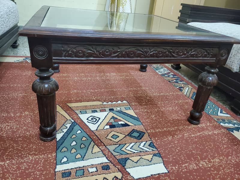 Center Table//Wooden TAble (Top Glass) // Table For Sale 3