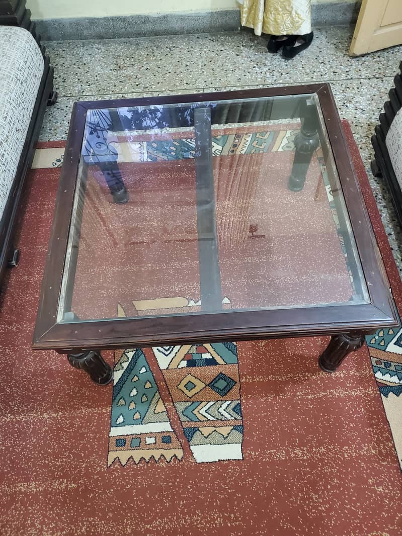 Center Table//Wooden TAble (Top Glass) // Table For Sale 4